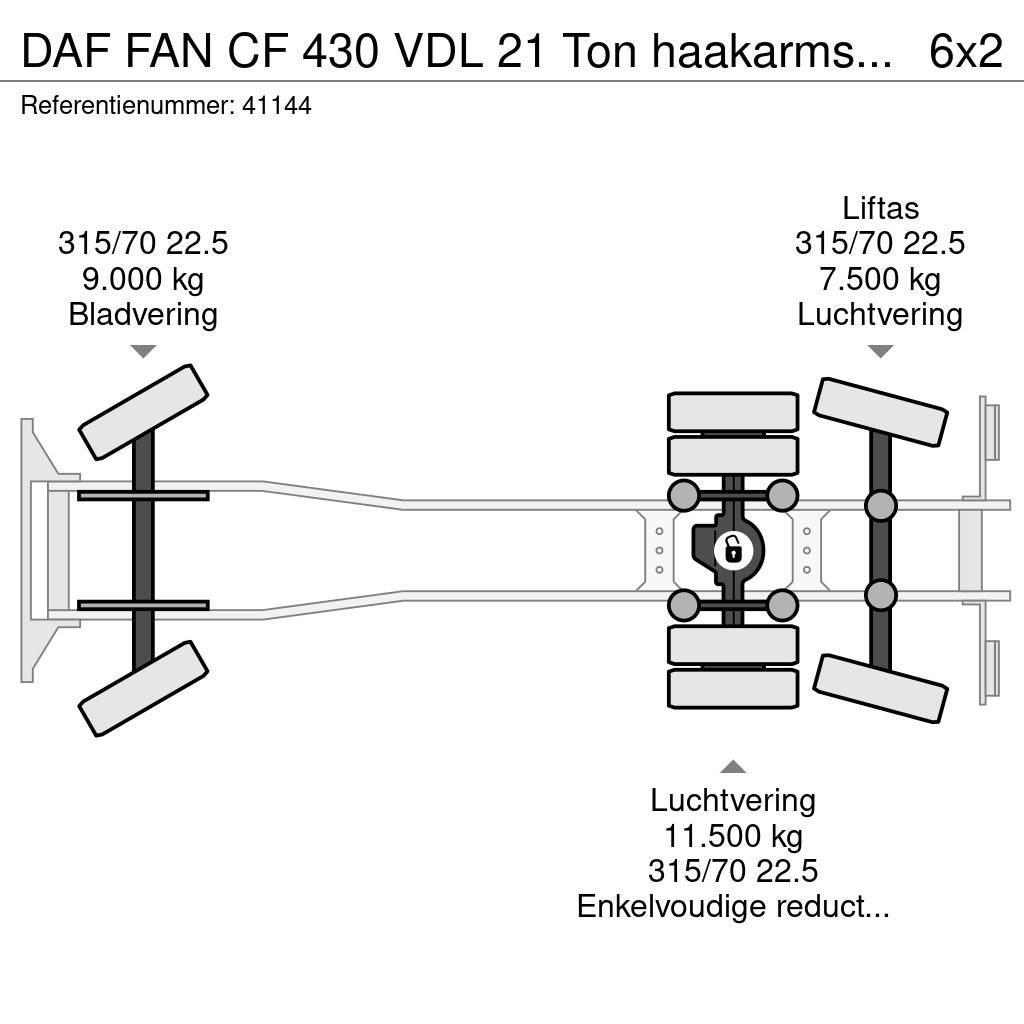 DAF FAN CF 430 VDL 21 Ton haakarmsysteem Hook lift trucks