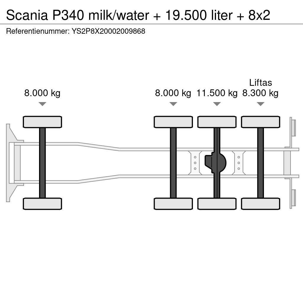 Scania P340 milk/water + 19.500 liter + 8x2 Tanker trucks