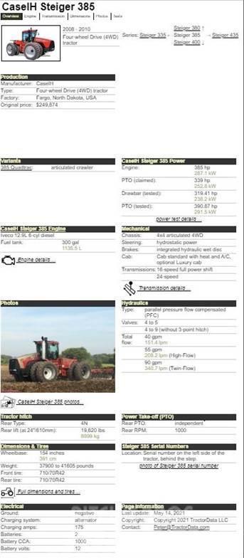 Case IH STEIGER 385 HD Tractors