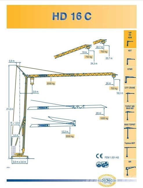 Potain HD 16 C Self-erecting cranes