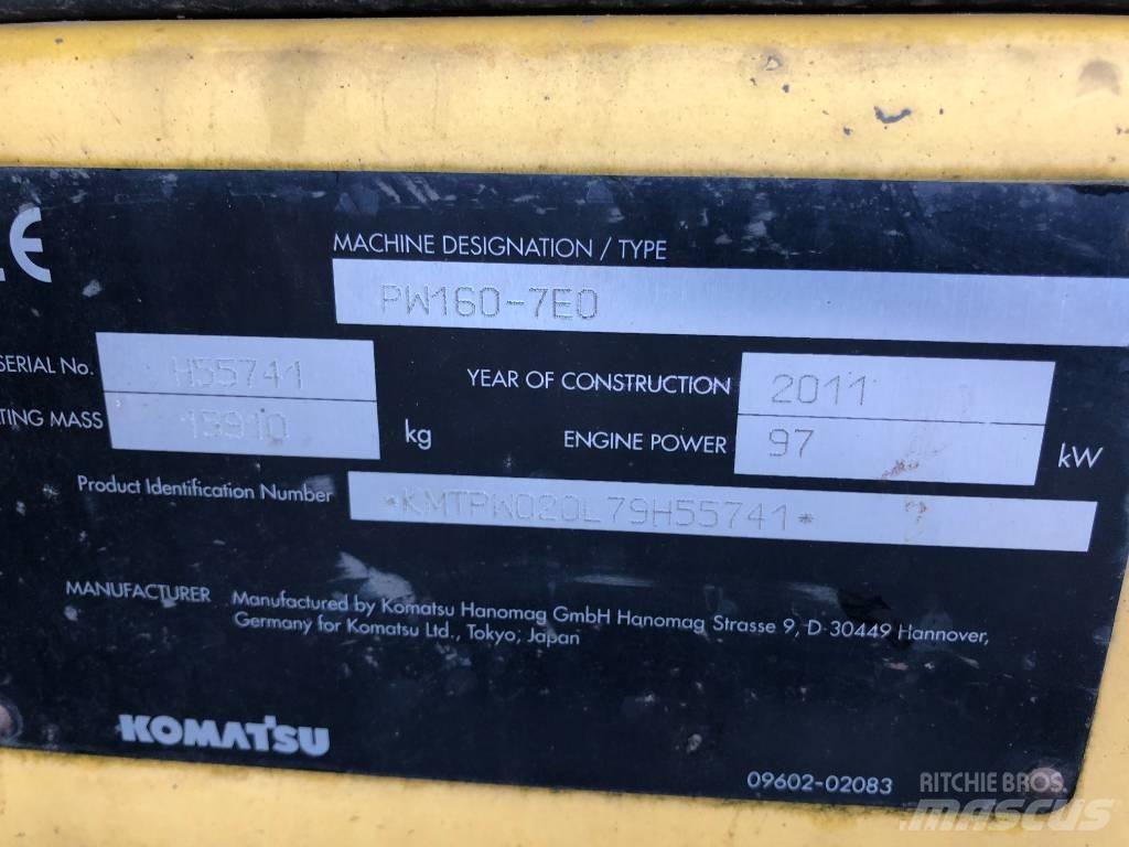 Komatsu PW160-7E0 Wheeled excavators