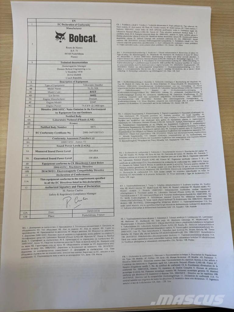 Bobcat TL35.70X Telehandlers