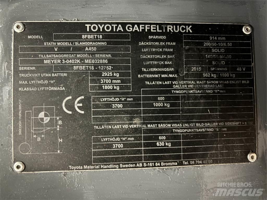 Toyota 8FBET18 Electric forklift trucks