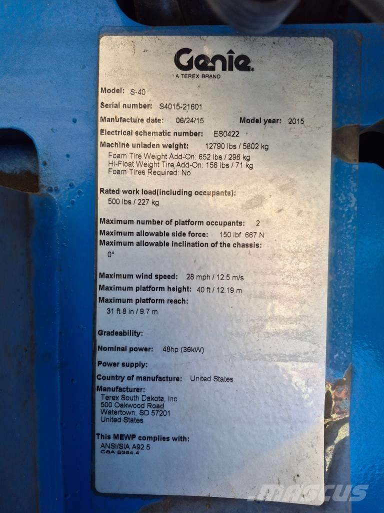Genie S 40 Telescopic boom lifts