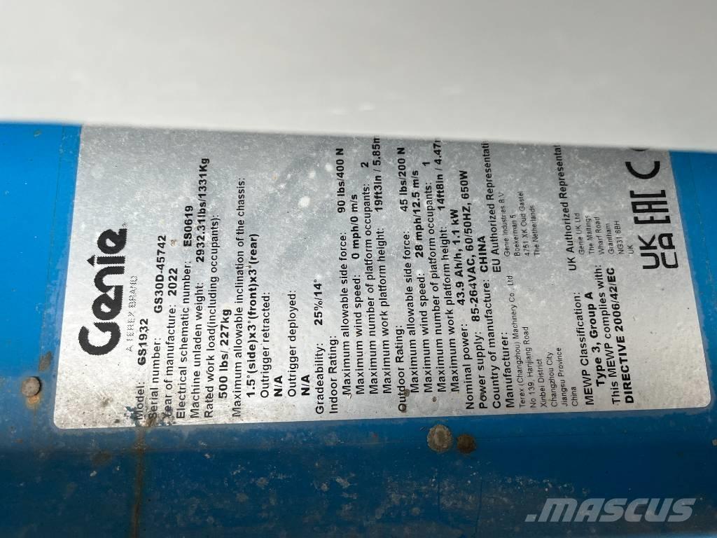 Genie GS 1932E-Drive Scissor lifts