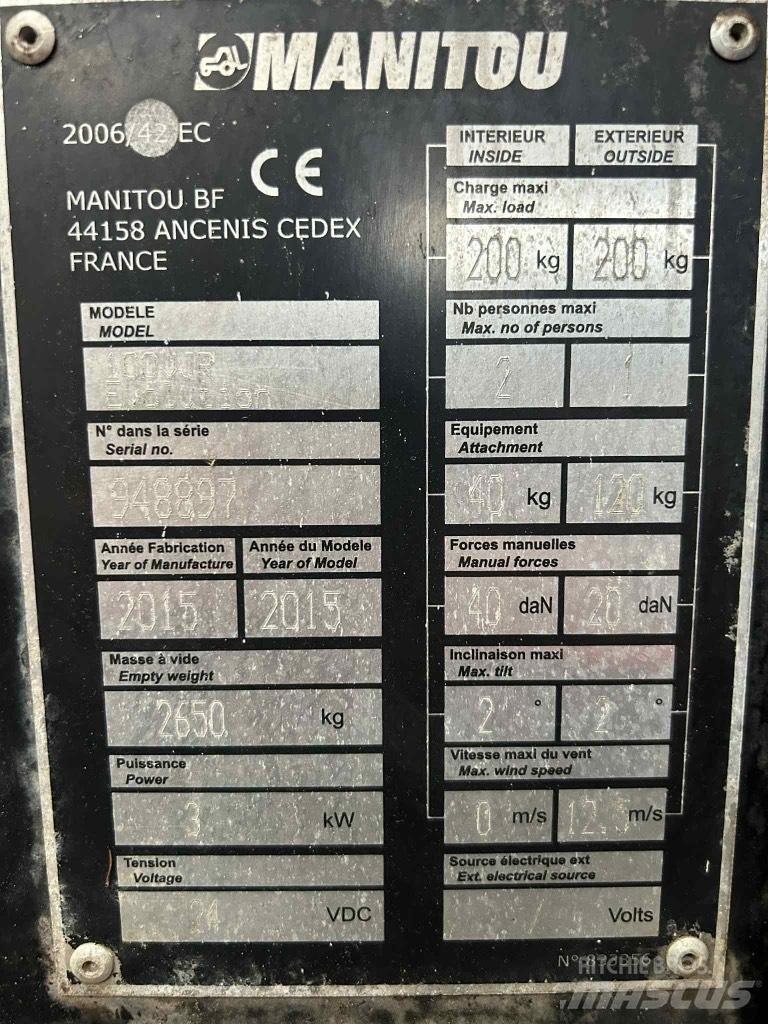 Manitou 100 VJR Used Personnel lifts and access elevators