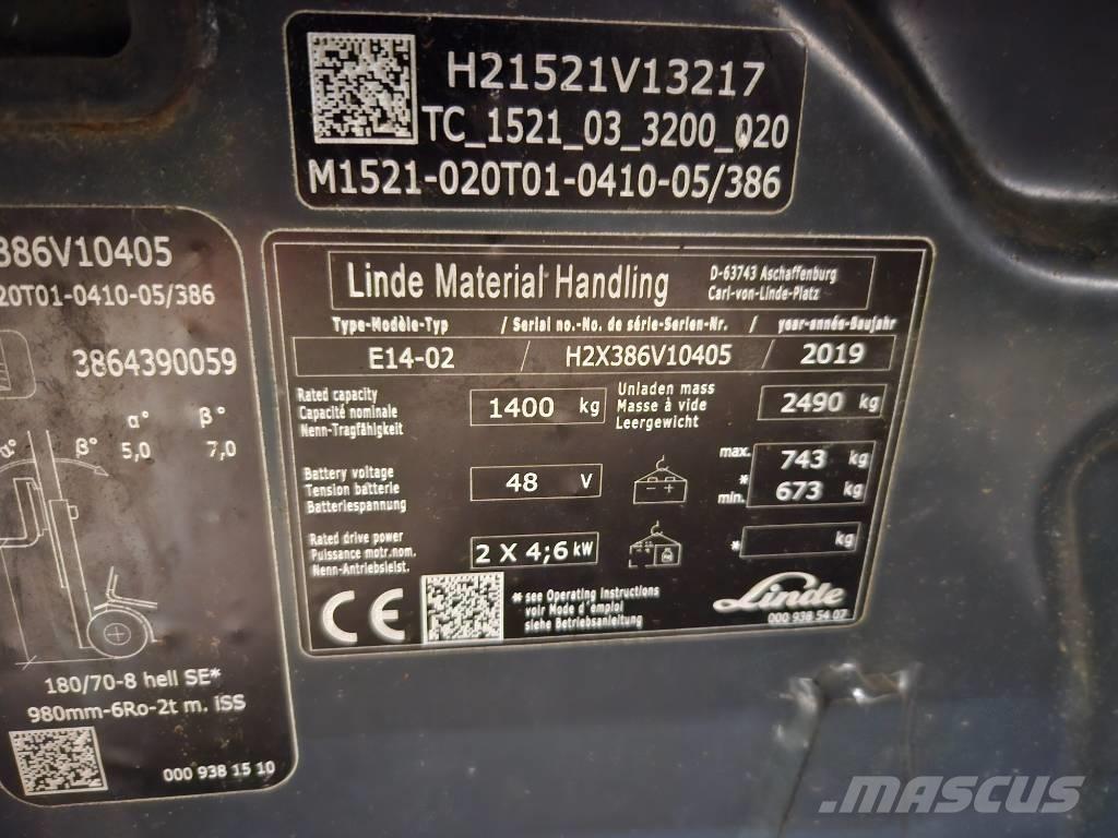 Linde E14 Electric forklift trucks