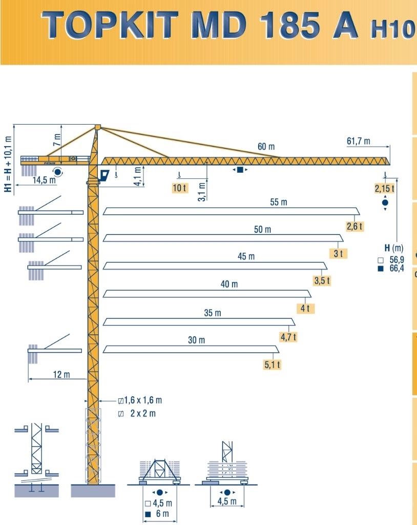 Potain MD 185 A H10 Tower cranes