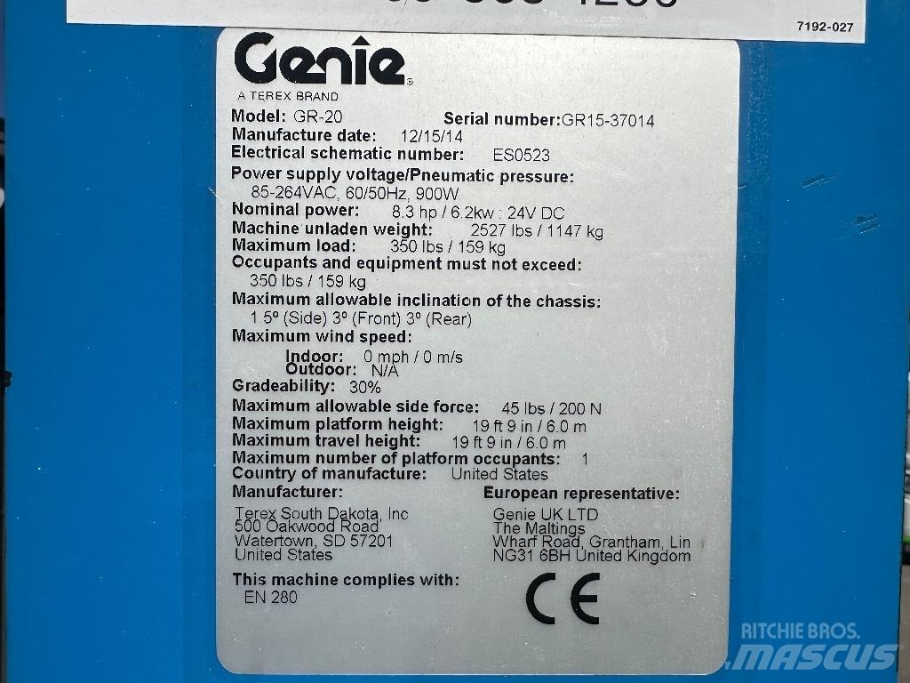Genie GR 20 Used Personnel lifts and access elevators