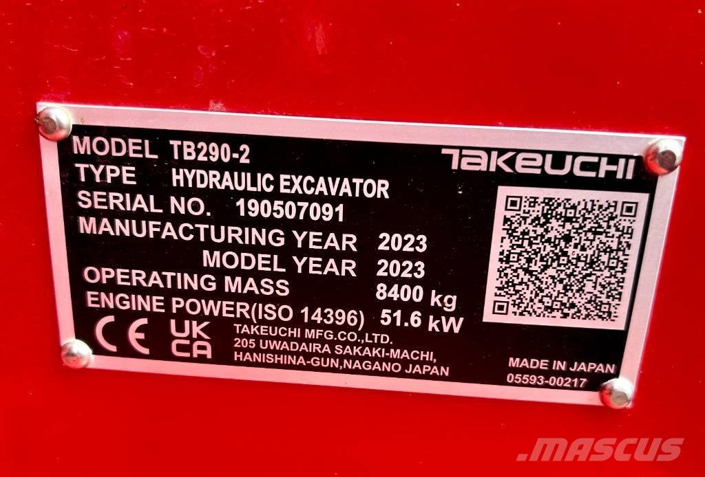 Takeuchi TB 290-2 CV Mini excavators  7t - 12t