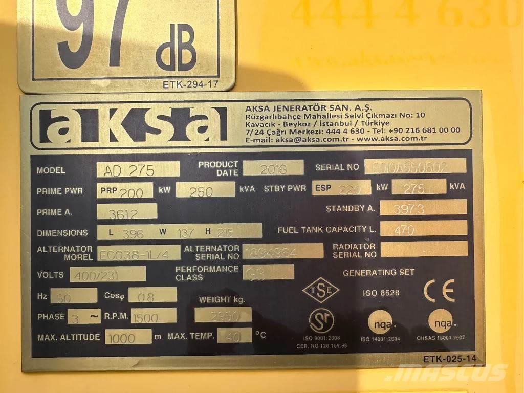 Doosan Aksa AD275 Other Generators