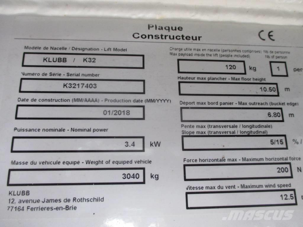 Klubb K32 Truck mounted platforms