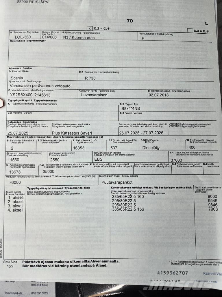 Scania R730 Timber trucks