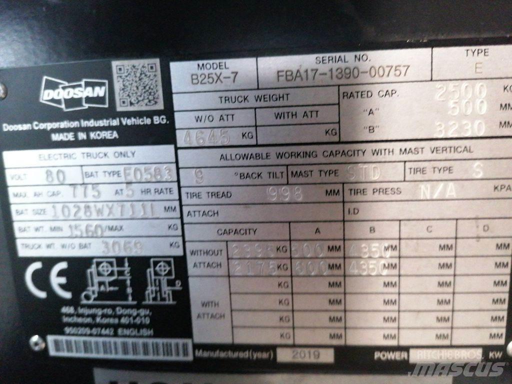 Doosan B25X-7 Electric forklift trucks