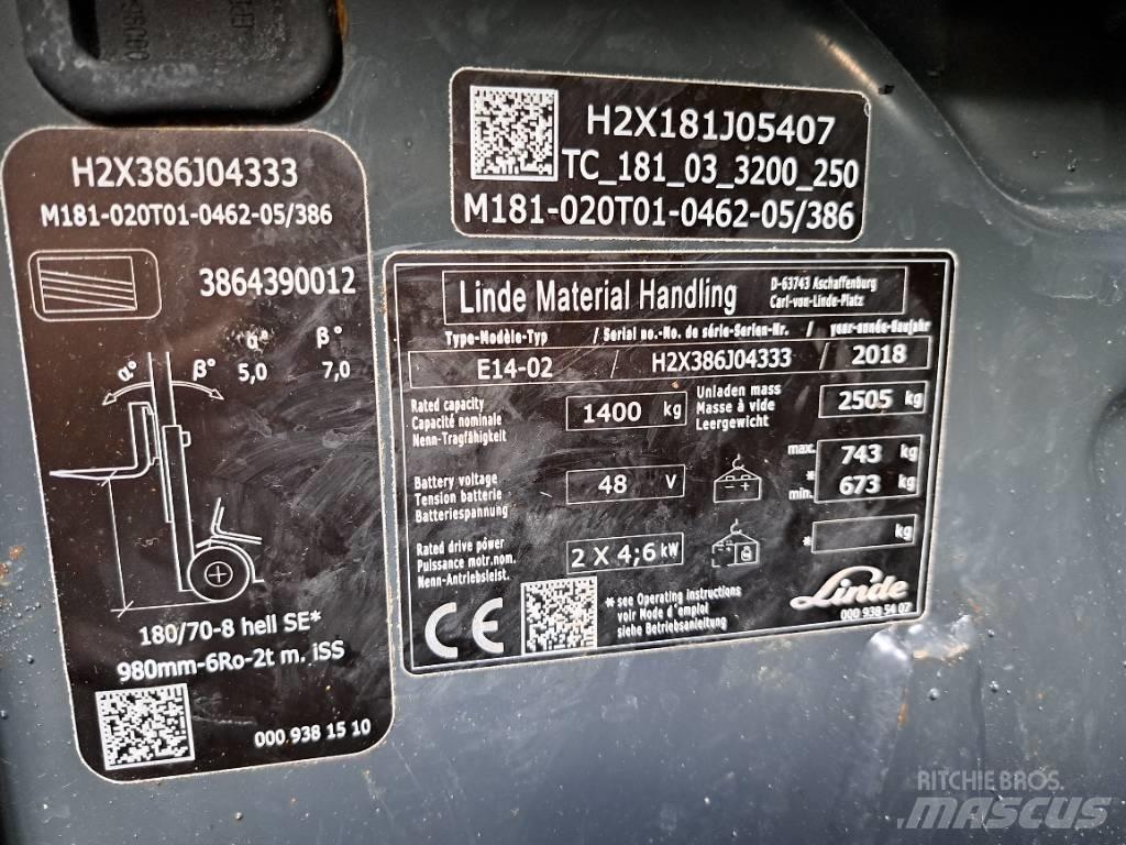 Linde E 14 EVO Electric forklift trucks