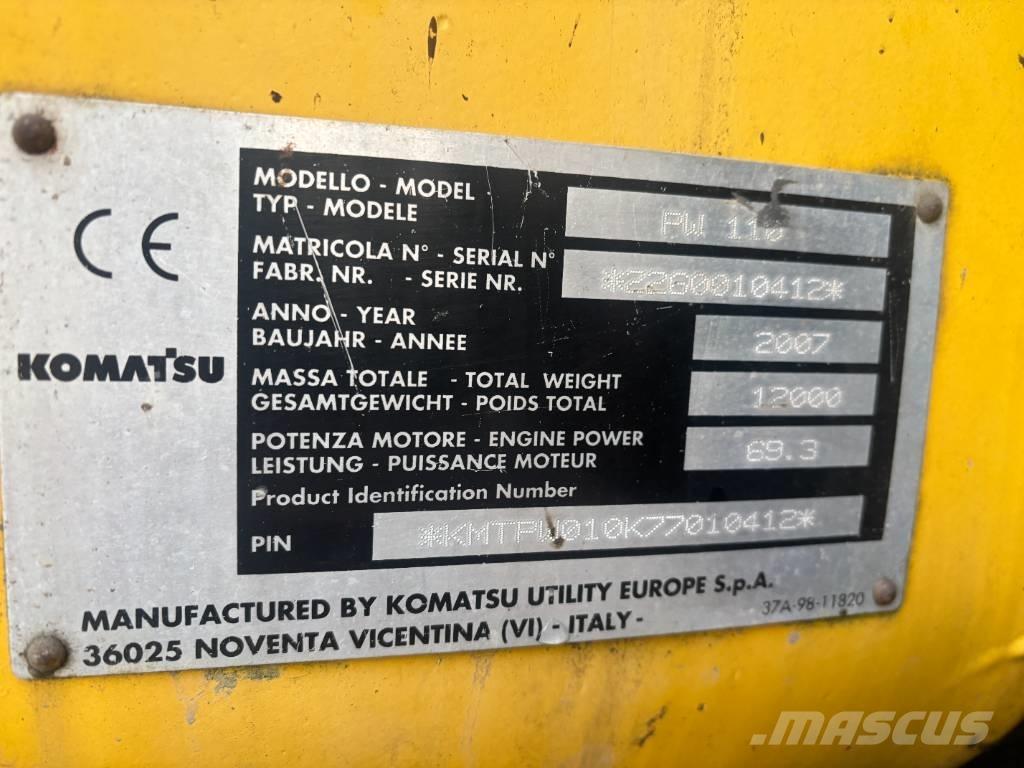 Komatsu PW 110 Wheeled excavators
