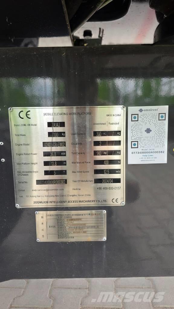 Zoomlion ZA 14 J Articulated boom lifts