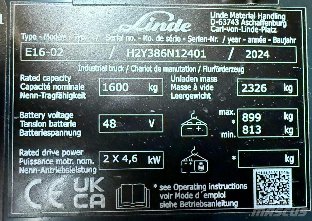 Linde E16/386-02 Electric forklift trucks