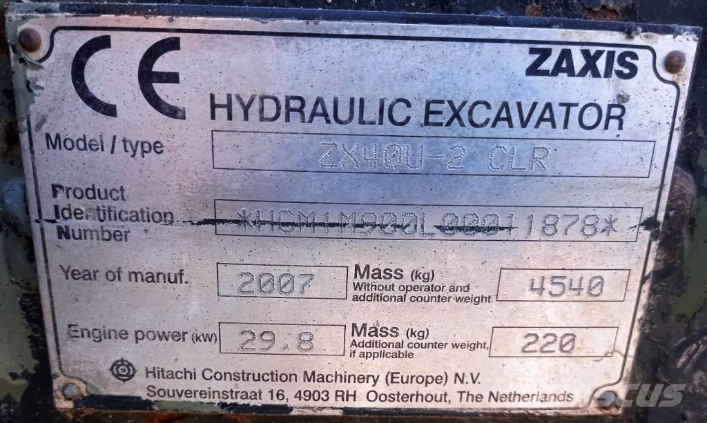 Hitachi ZX 40 U-2 Mini excavators < 7t (Mini diggers)