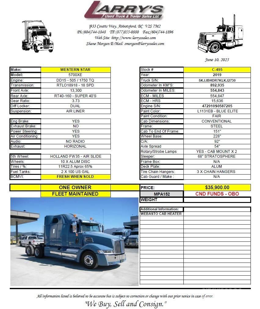 Western Star 5700 XE Prime Movers