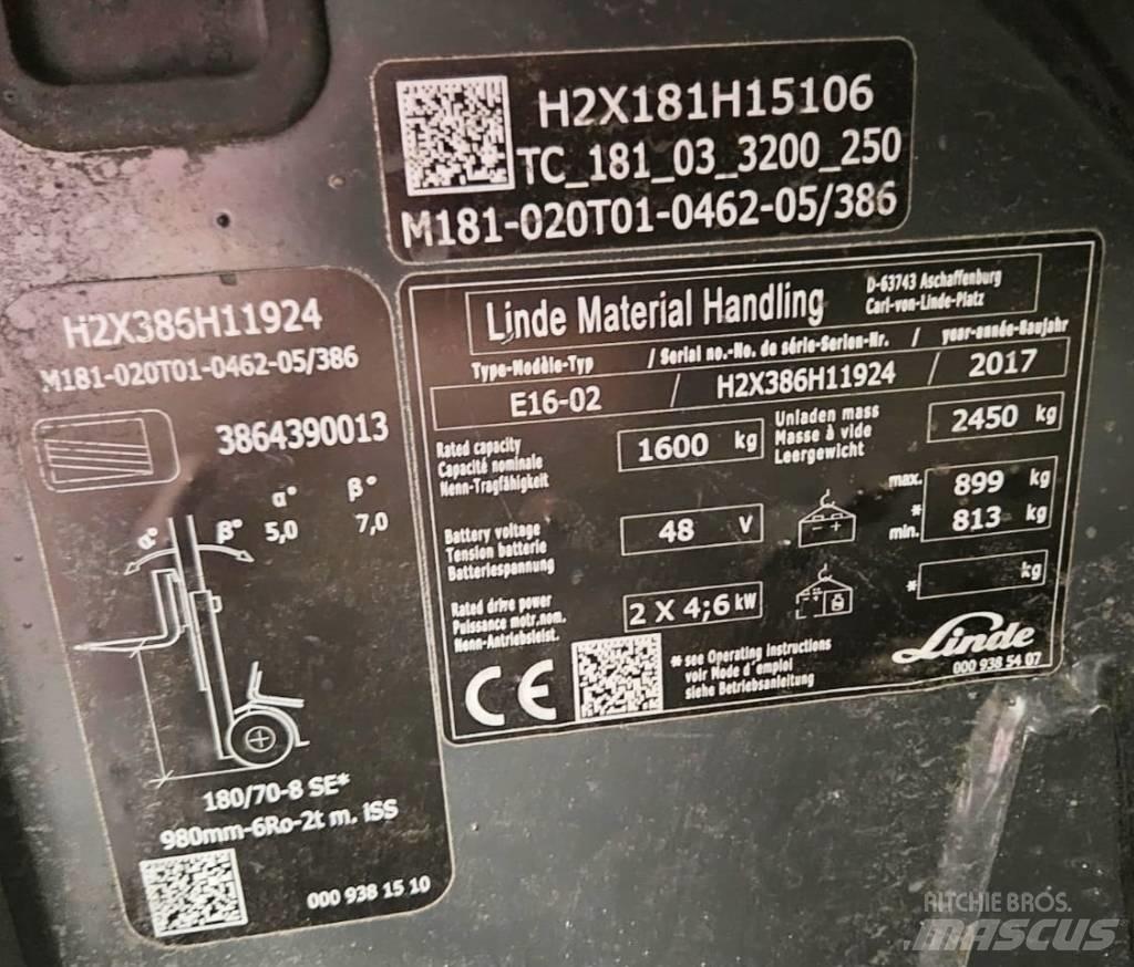 Linde E16-02 Electric forklift trucks