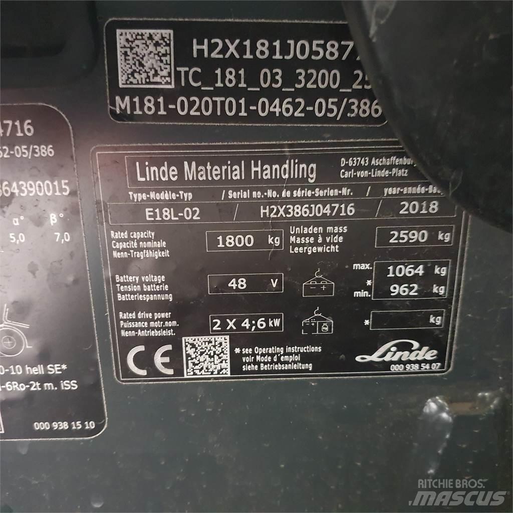 Linde E18L Electric forklift trucks