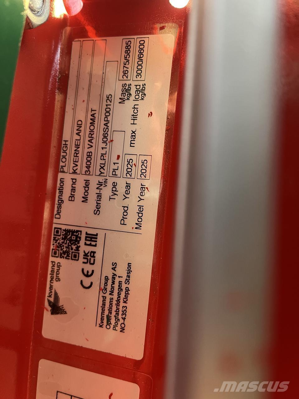 Kverneland 3400B Reversible ploughs