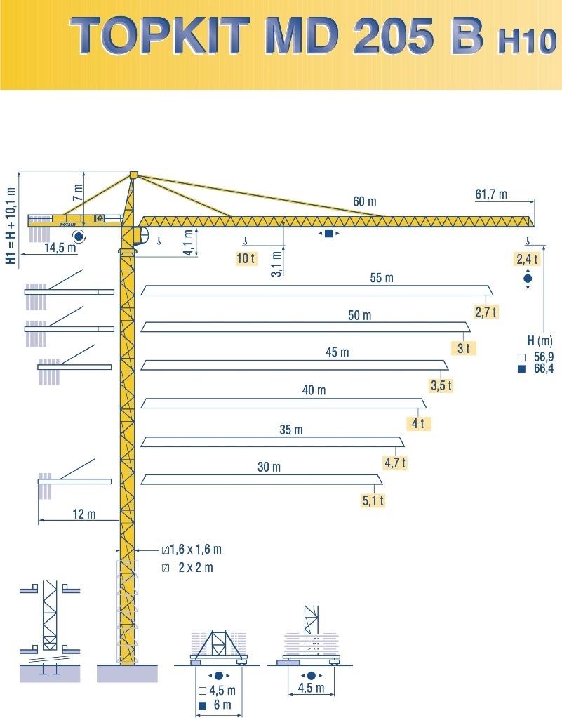 Potain MD 205 B H10 Tower cranes