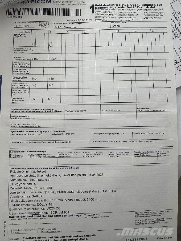 Krone Dolly Dollies and Dolly Trailers