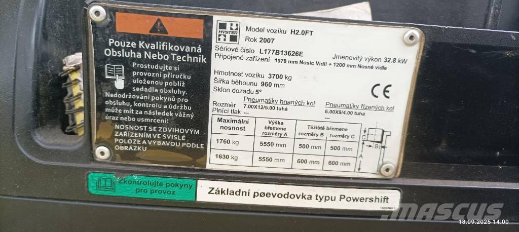 Hyster H2.0FT LPG trucks