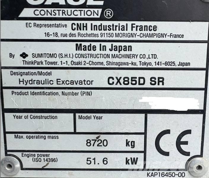 CASE CX 85 D SR Mini excavators  7t - 12t