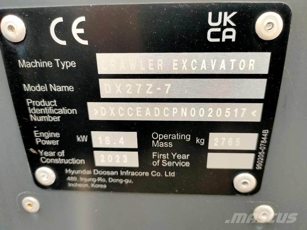 Doosan DX 27 Z Mini excavators < 7t (Mini diggers)