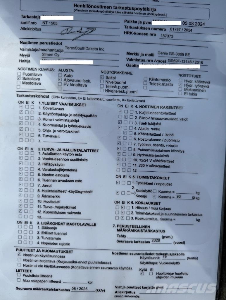 Genie GS 3369 BE Scissor lifts