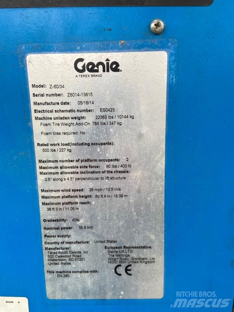 Genie Z 60/34 RT Articulated boom lifts