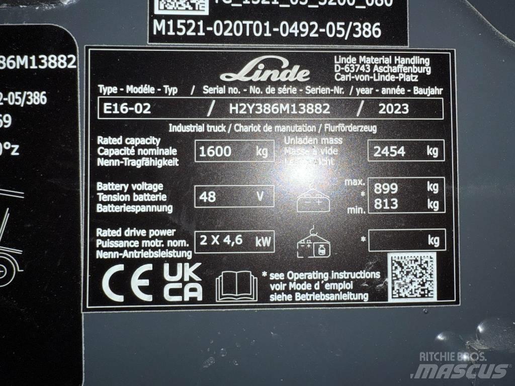 Linde E16/386-02 Electric forklift trucks