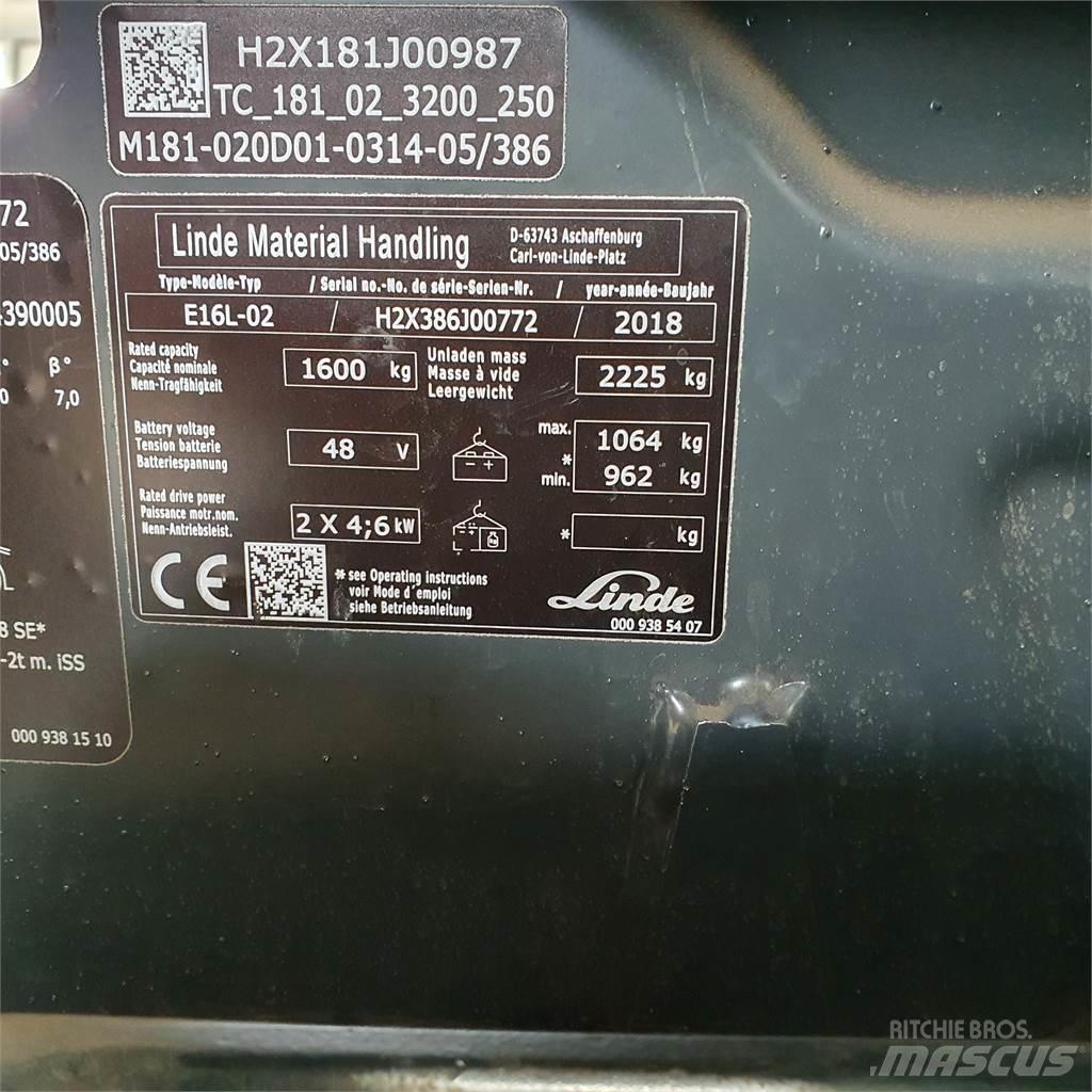 Linde E16L Electric forklift trucks