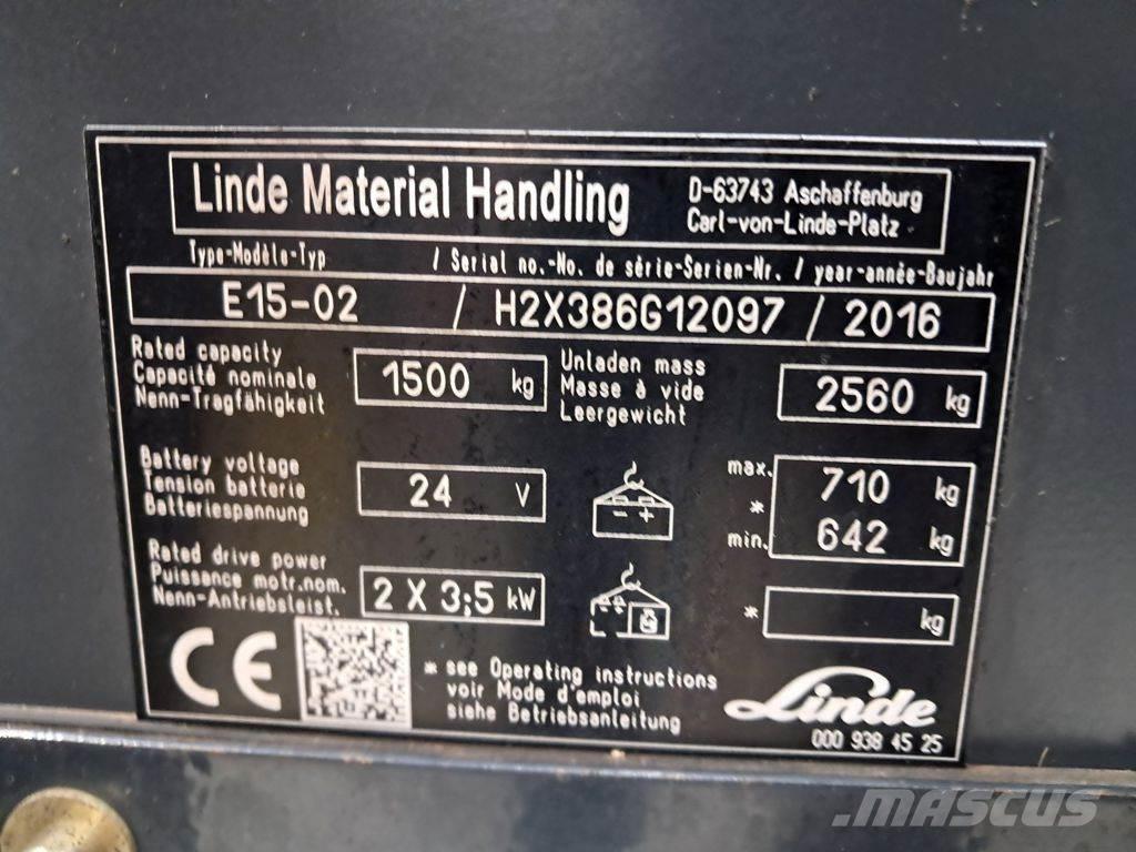 Linde E15-02 Electric forklift trucks