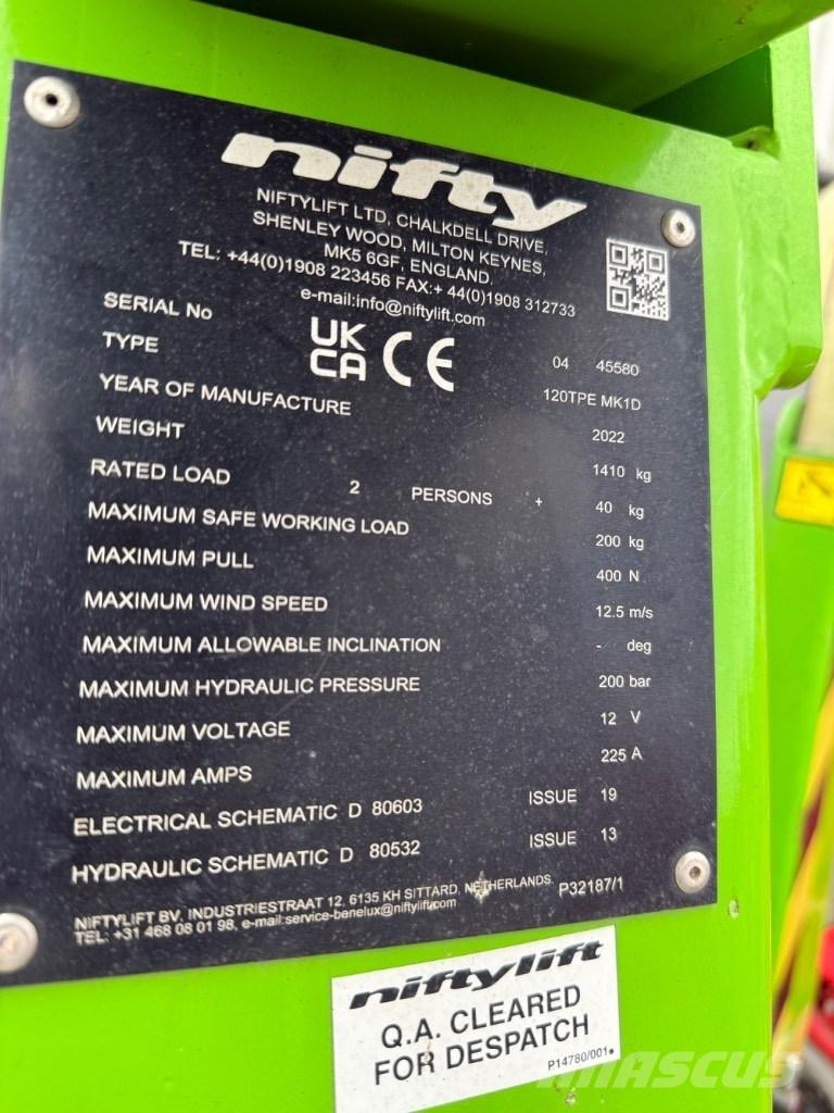 Niftylift 120TPE Trailer mounted platforms