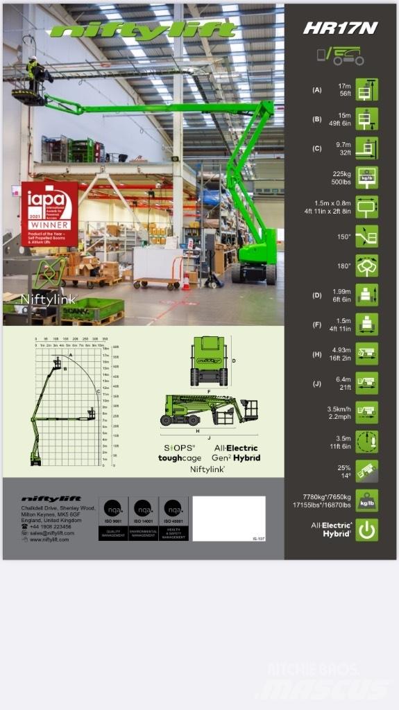 Niftylift HR 17NE Articulated boom lifts
