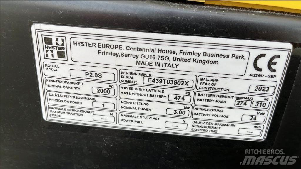 Hyster P 2.0 S Low lifter