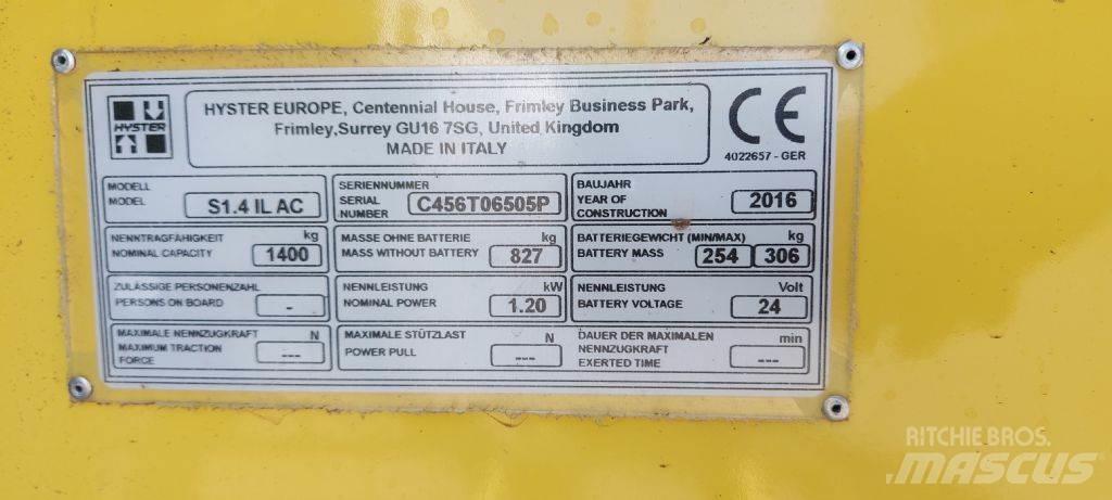Hyster S 1.4 IL Pedestrian stacker