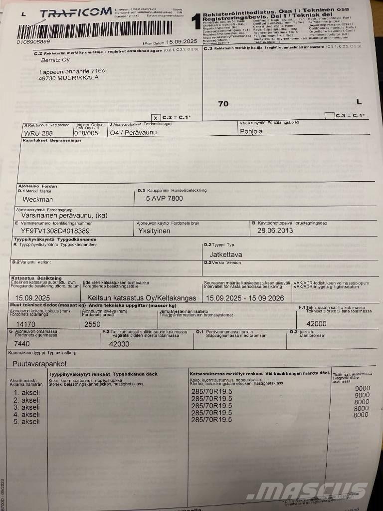 Weckman 5 AVP 7800 Timber trailers