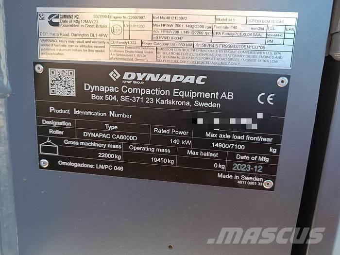 Dynapac CA6000D Towed vibratory rollers