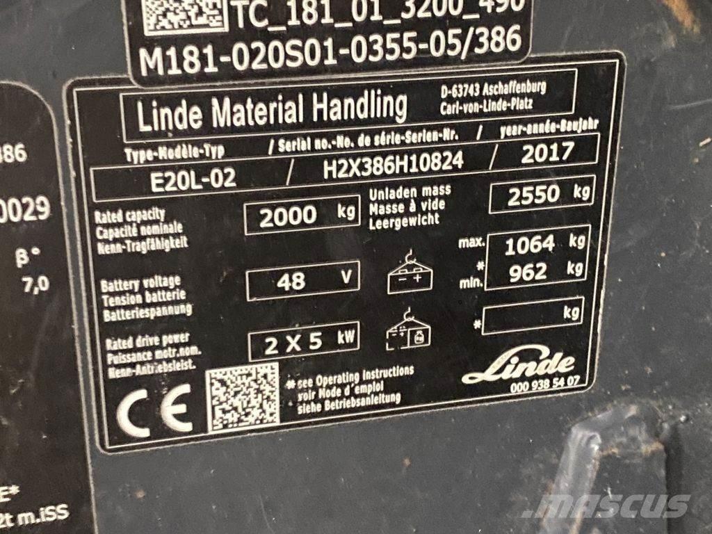 Linde E20L-02 Electric forklift trucks
