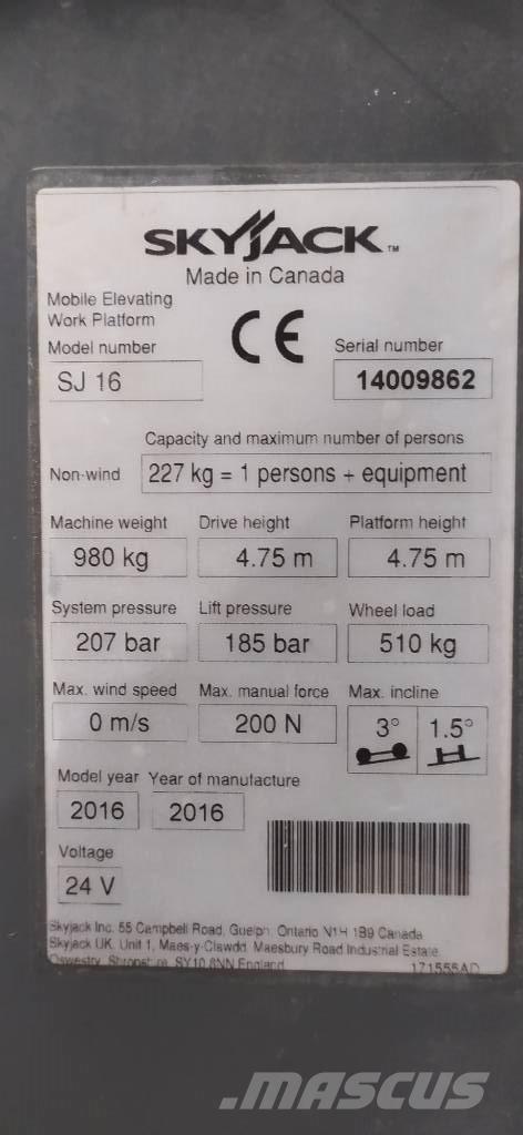 SkyJack SJ 16 Used Personnel lifts and access elevators