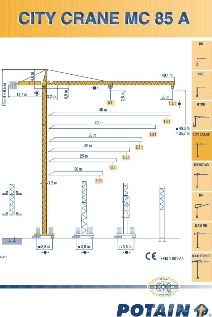 Potain SP85A Tower cranes