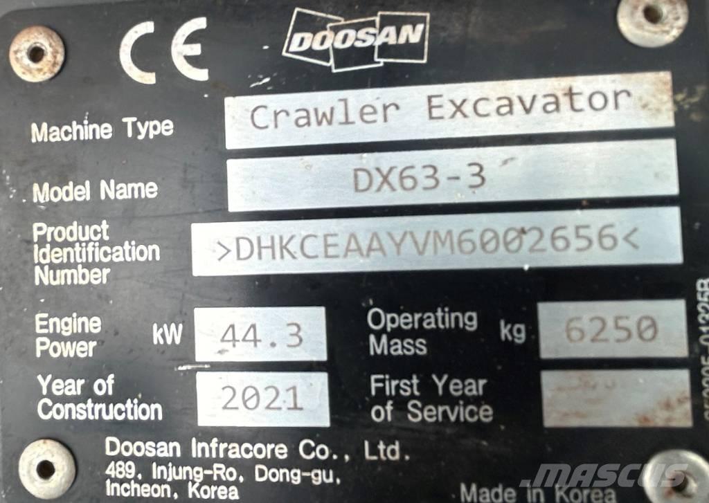 Doosan DX63-3 Crawler excavators