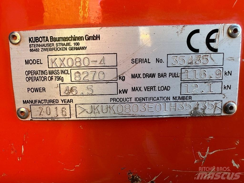 Kubota KX 080-4 Mini excavators < 7t (Mini diggers)