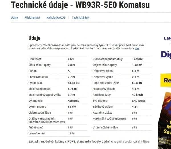 Komatsu WB 93 R Backhoe