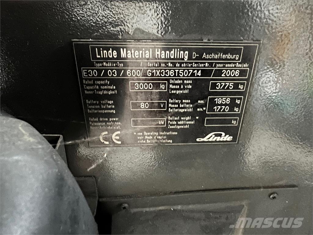 Linde E30 / 03 / 600 Electric forklift trucks